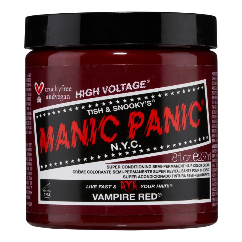 Большая банка - красная краска для волос VAMPIRE RED CLASSIC HAIR DYE 237 мл  - Manic Panic